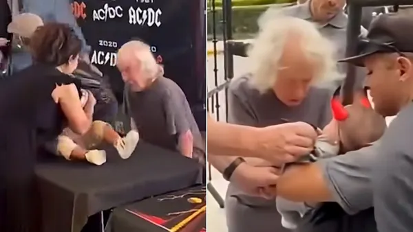 AC/DC’s Angus Young Will Sign Your Baby: Watch