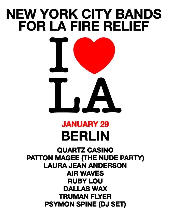 NEW YORK BANDS FOR LA FIRE RELIEF
