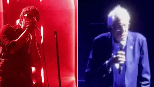 AOC and Bernie Sanders Introduce The Strokes Prior to NYC Show