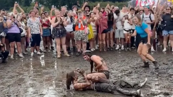 Lesbian Mud Wrestling Breaks Out at Lollapalooza 2026