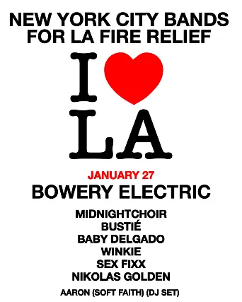 NEW YORK BANDS FOR LA FIRE RELIEF
