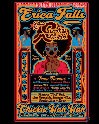 Erica Falls Tribute to Curtis Mayfield w/ very special guests Irma Thomas, Bill Summers, Tank Ball + many more!!!