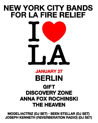 NEW YORK BANDS FOR LA FIRE RELIEF
