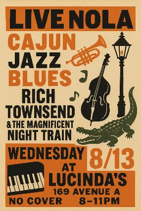 Nola Style Cajun Jazz + Blues w/ Rich Townsend + The Magnificent Night Train