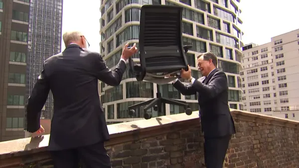 Letterman and Colbert Toss Late Show Furniture Off the Roof of Ed Sullivan Theatre