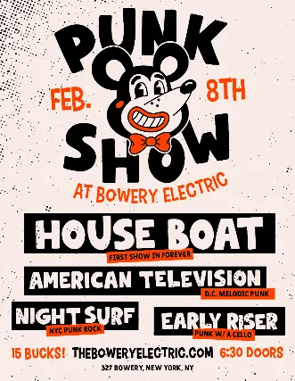 House Boat, American Television, Night Surf, Early Riser